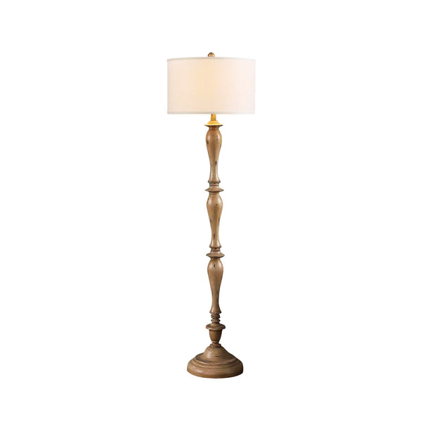 rustic white fabric solid wood floor lamp