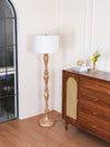 rustic white fabric solid wood floor lamp