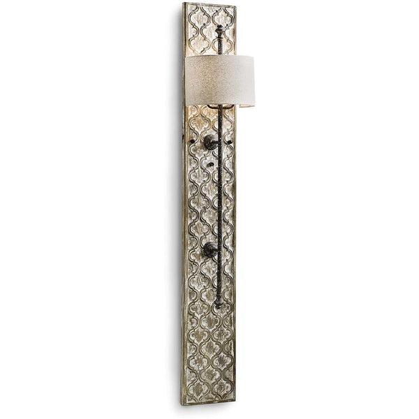 rustic whitewashed wood carved panel wall sconce