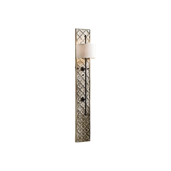rustic whitewashed wood carved panel wall sconce