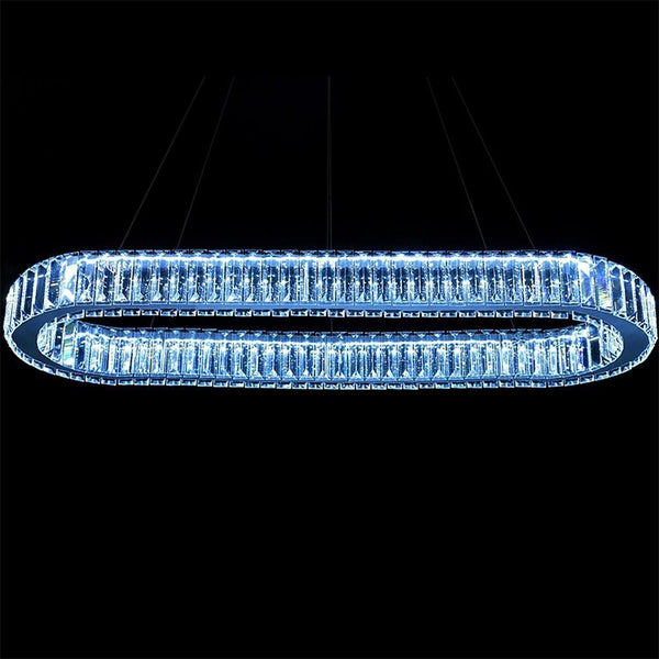 Chrome Golden Crystal Clear Beauty Oval Ring Hanging Pendant Chandelier