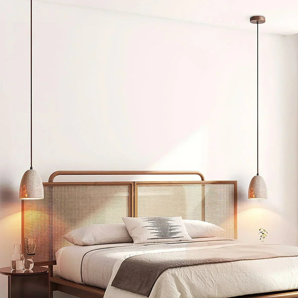 scandinavian beige travertine bell pendant lamp