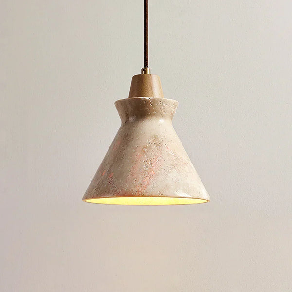 scandinavian beige travertine conical pendant lamp