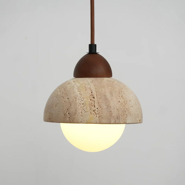 scandinavian beige travertine glass semicircle pendant light