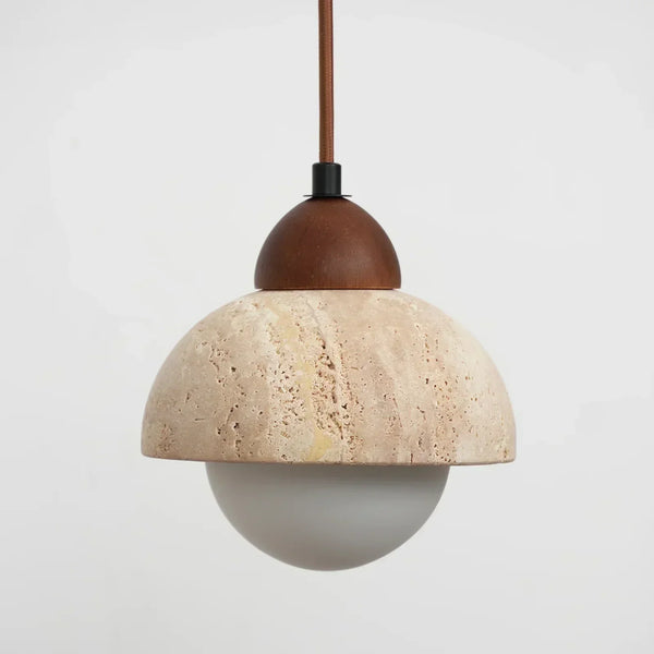 scandinavian beige travertine glass semicircle pendant light