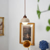 scandinavian beige travertine glass semicircle pendant light