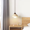 scandinavian beige travertine glass semicircle pendant light
