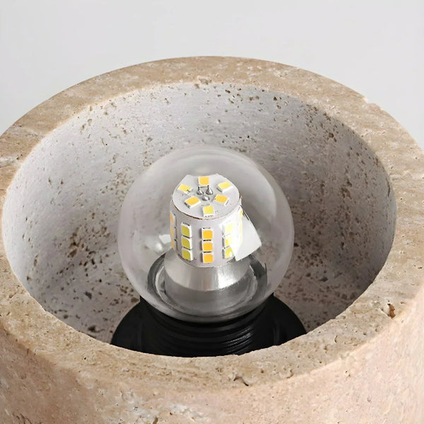 scandinavian beige travertine wood cylinder ceiling light