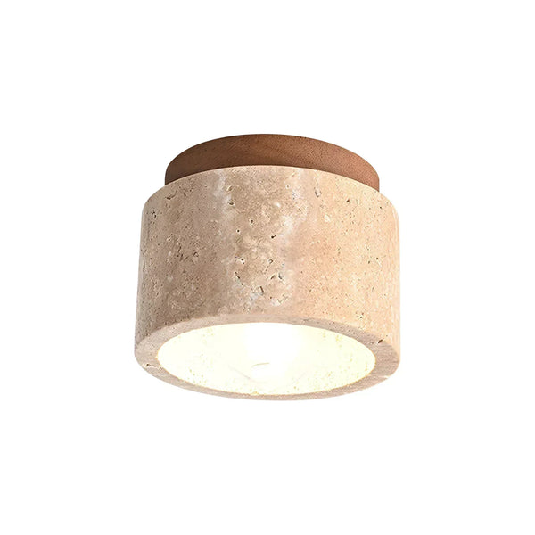 scandinavian beige travertine wood cylinder ceiling light