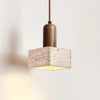 scandinavian beige travertine wood cylinder pendant lamp
