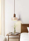 scandinavian beige travertine wood cylinder pendant lamp