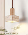 scandinavian beige travertine wood cylinder pendant lamp