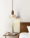 scandinavian beige travertine wood cylinder pendant lamp