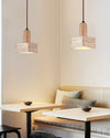 scandinavian beige travertine wood cylinder pendant lamp