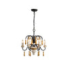 scandinavian black iron wood candle chandelier