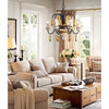 scandinavian black iron wood candle chandelier