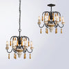 scandinavian black iron wood candle chandelier