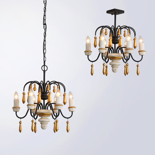 scandinavian black iron wood candle chandelier