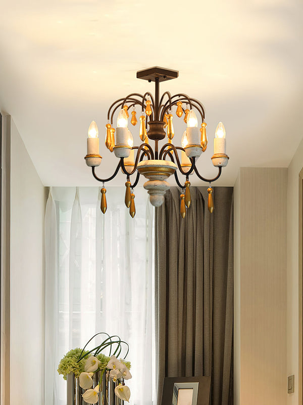 scandinavian black iron wood candle chandelier