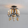 scandinavian black iron wood candle chandelier