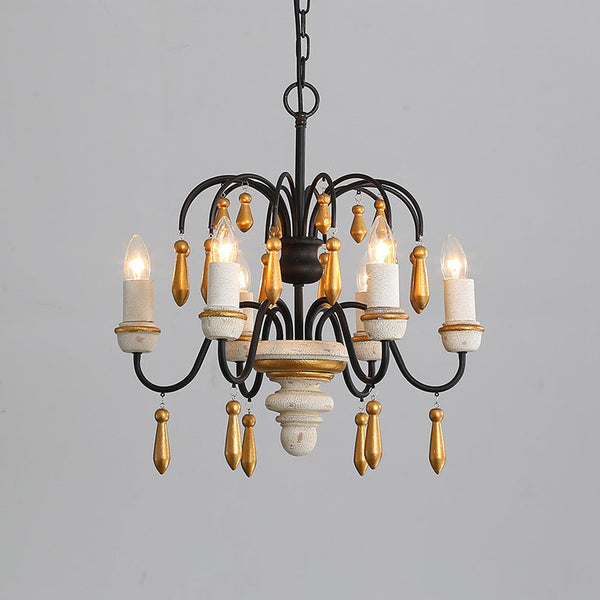 scandinavian black iron wood candle chandelier