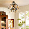 scandinavian black iron wood candle chandelier