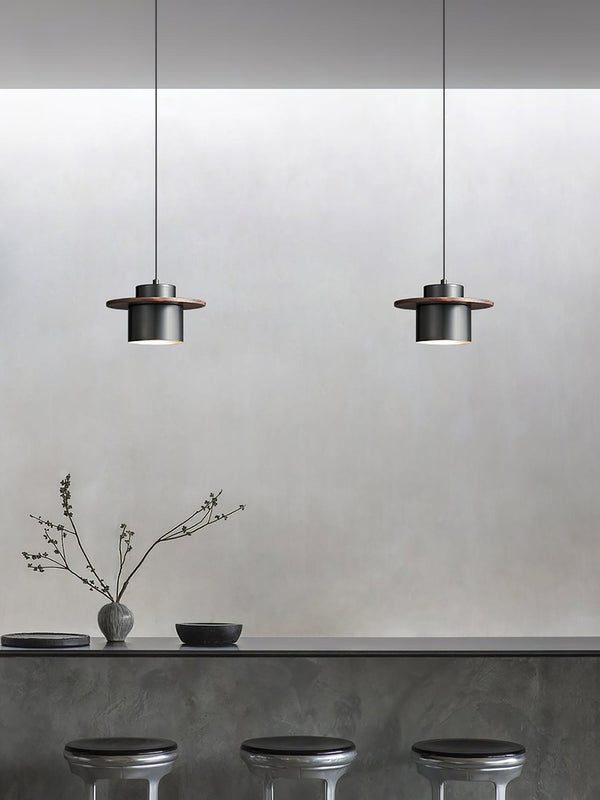 scandinavian brass walnut dome pendant light