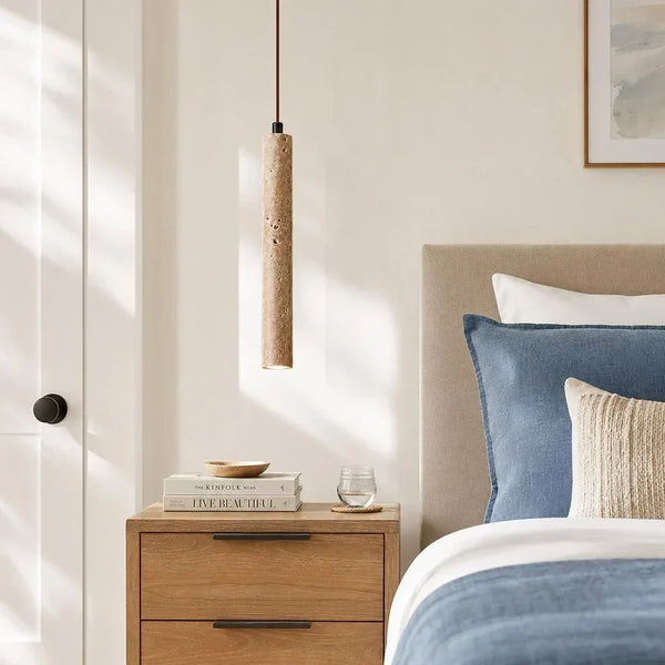 scandinavian natural travertine mini cylinder pendant light