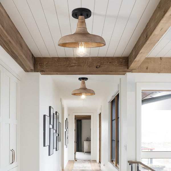 scandinavian natural wood dome pendant light
