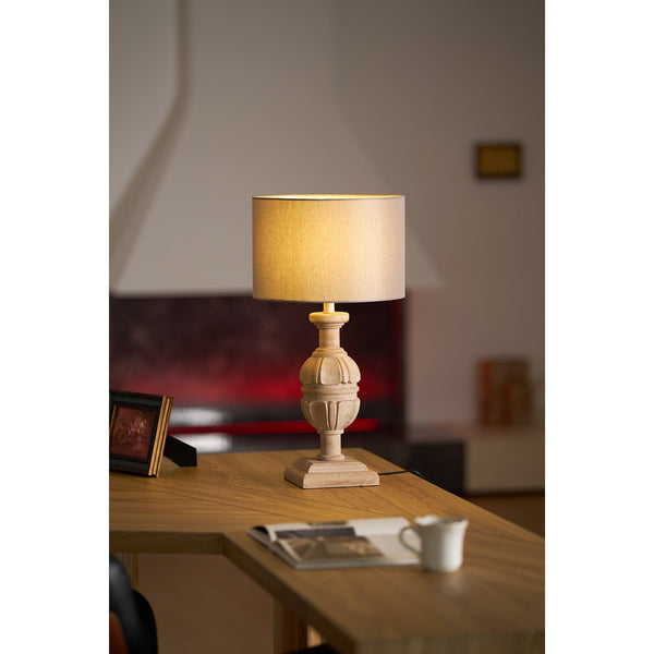 scandinavian old wood fabric table lamp