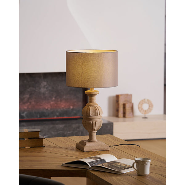 scandinavian old wood fabric table lamp