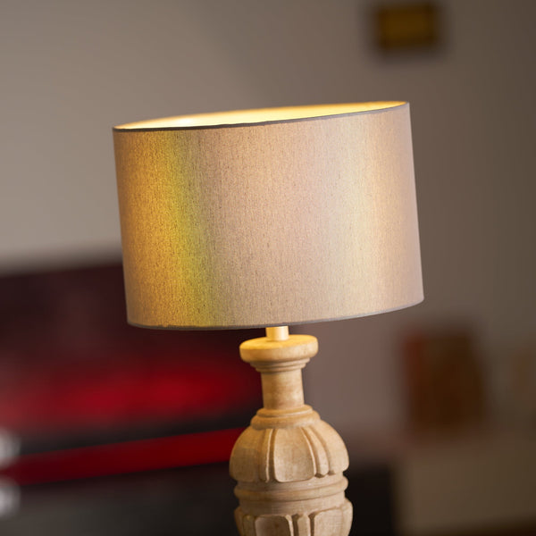 scandinavian old wood fabric table lamp
