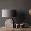 scandinavian old wood fabric table lamp