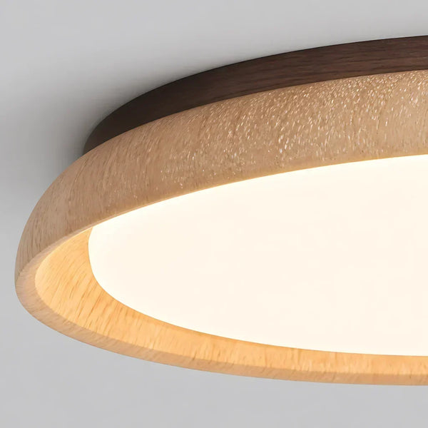 scandinavian travertine wood round flush mount ceiling light
