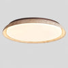 scandinavian travertine wood round flush mount ceiling light