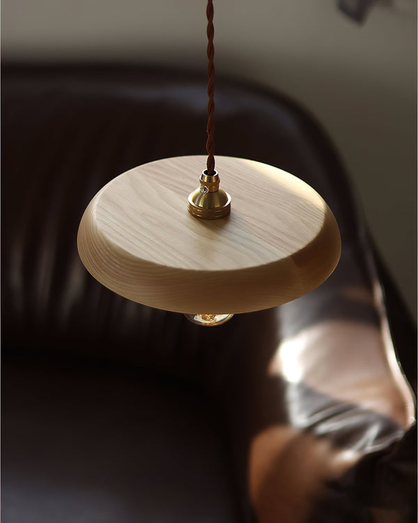 scandinavian walnut ash wood brass pendant light