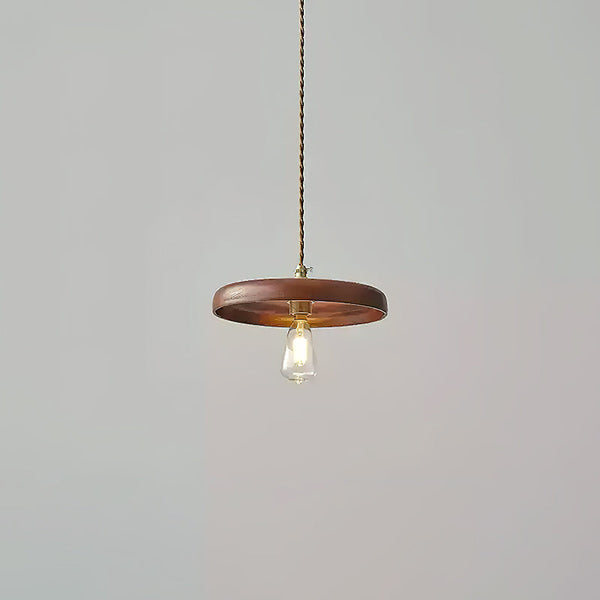 scandinavian walnut ash wood brass pendant light