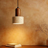 scandinavian walnut travertine round pendant light