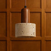scandinavian walnut travertine round pendant light