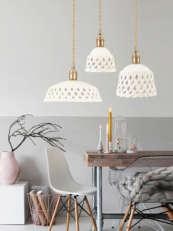 scandinavian white ceramic openwork pendant light