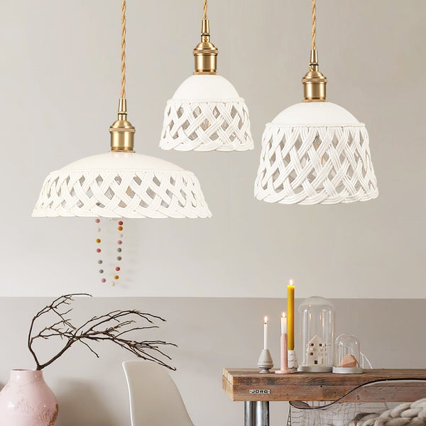 scandinavian white ceramic openwork pendant light