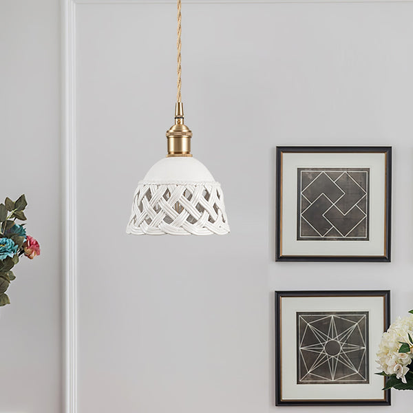scandinavian white ceramic openwork pendant light
