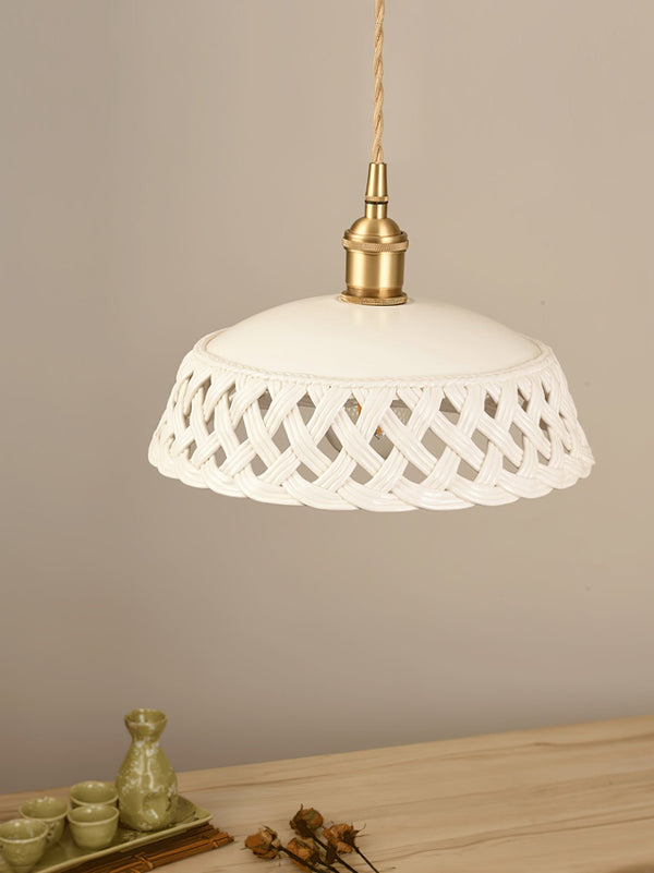 scandinavian white ceramic openwork pendant light