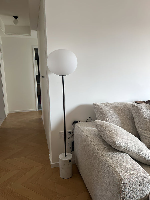 scandinavian white glass marble floor lamp
