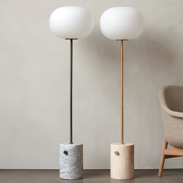 scandinavian white glass marble floor lamp