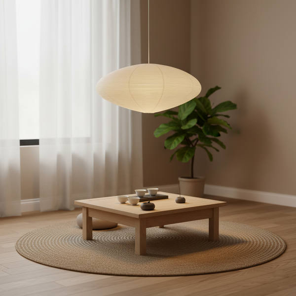 scandinavian white washi paper oval pendant light