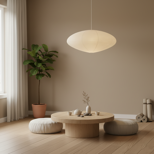 scandinavian white washi paper oval pendant light
