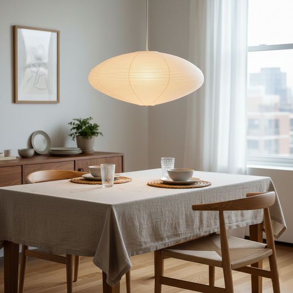 scandinavian white washi paper oval pendant light