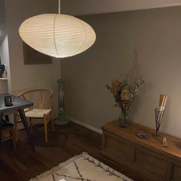 scandinavian white washi paper oval pendant light