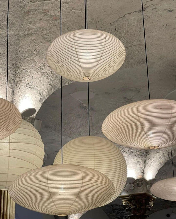 scandinavian white washi paper oval pendant light